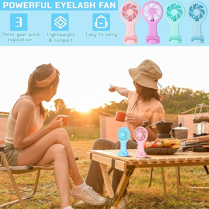 Woanger 12 Pcs Mini Handheld Fan Bulk 3 Speed USB Electric Battery Operated - Image 4