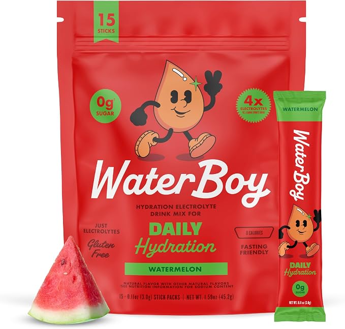 Waterboy Daily Hydration | 1, 570mg Electrolyte Powder Packets | No Sugar by WaterBoy