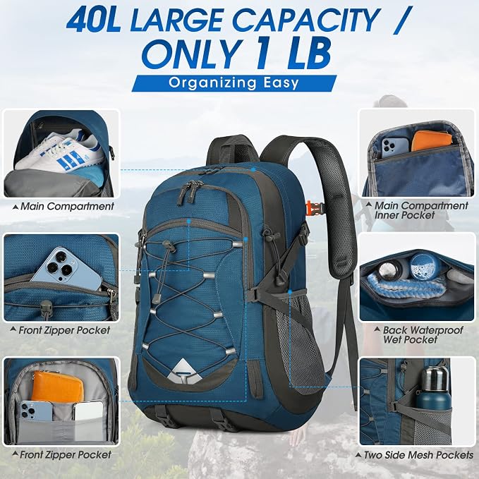 IGOLUMON Hiking Backpack 40L Packable Lightweight Camping Backpack Men Women - Image 5