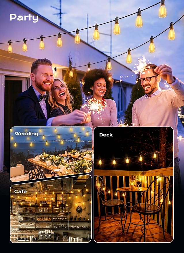 Brightown Outdoor String Lights, 150FT 75+2 LED ST38 LED Patio Lights - Image 6