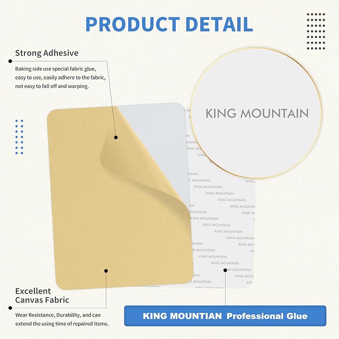 KING MOUNTAIN Canvas Repair Patch 9 x11 Inch 2 Pcs Self-Adhesive Waterproof - Image 3