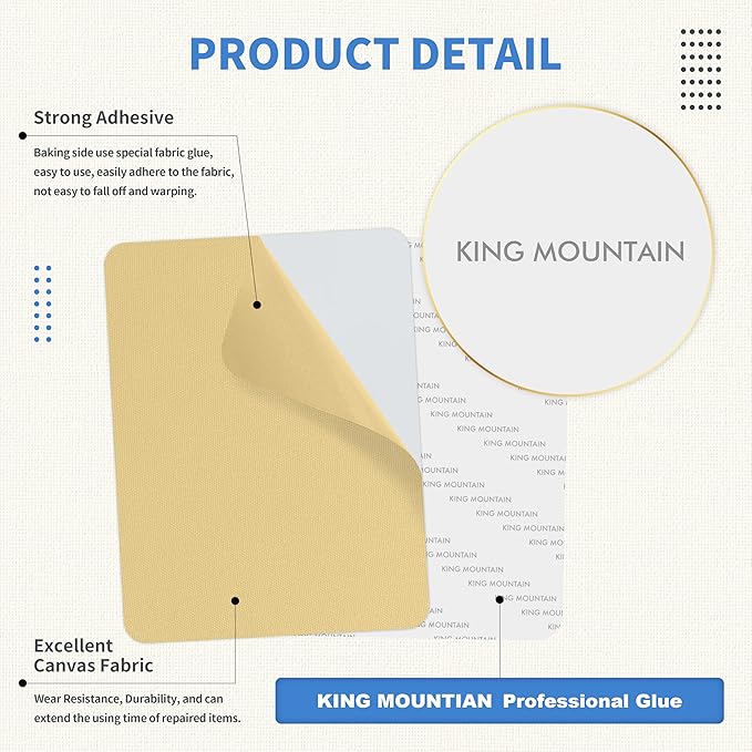 KING MOUNTAIN Canvas Repair Patch 9 x11 Inch 4 Pcs Self-Adhesive Waterproof - Image 3
