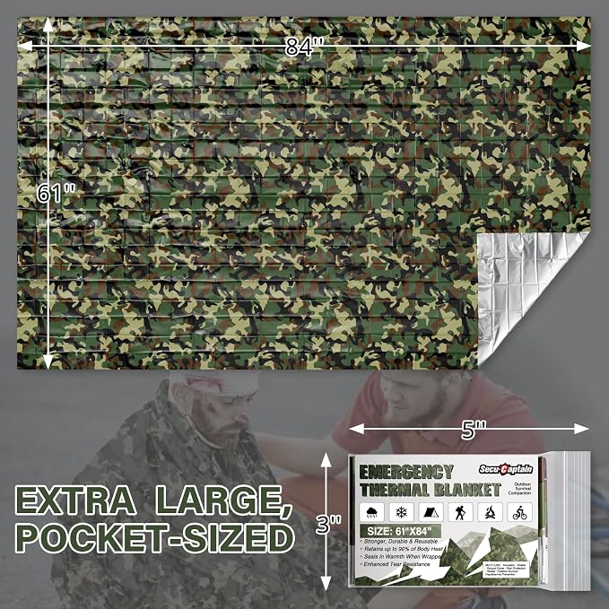 SecuCaptain Survival Emergency Thermal Blankets: Thicken 28um Space Mylar - Image 3