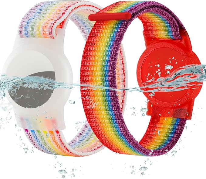Waterproof Bracelet for Airtag Kids 2 Pack, Soft Nylon Hidden Air Tag Wristband by Ztobny