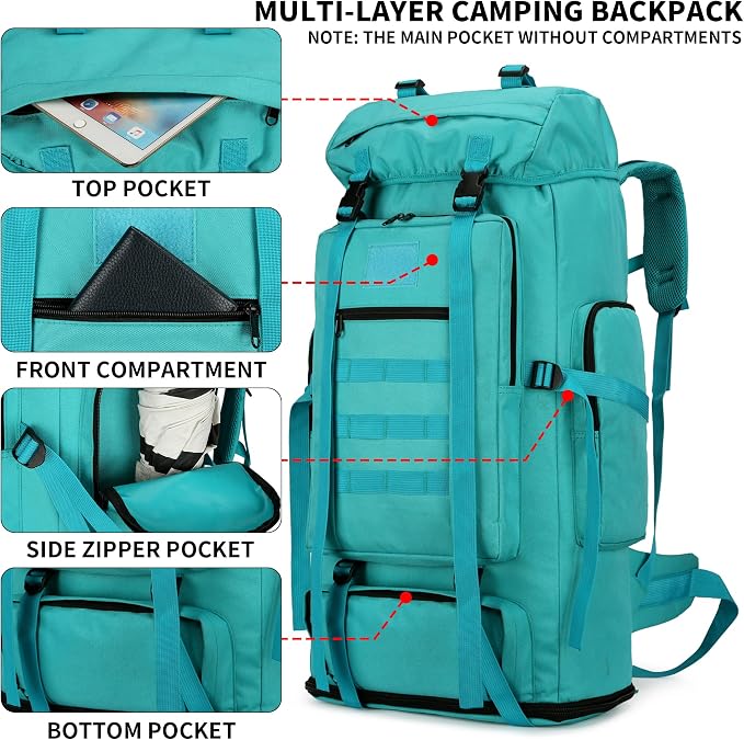 Hiking Backpack for Men 70L/100L Camping Backpack Military Rucksack Molle 3 - Image 3
