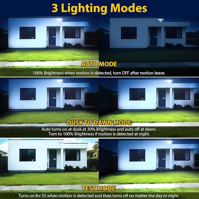 90W 10000LM LED Security Lights Motion Sensor Outdoor Lights, 4 Head Dusk to - Image 4
