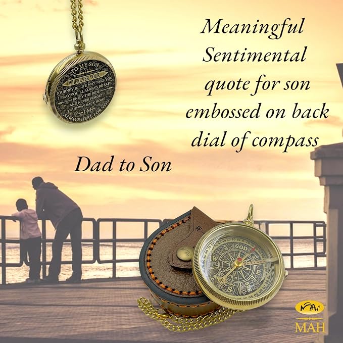 Brass Compass Gift to My Son Never Forget I Love You, Sentimental Keepsake from - Image 3