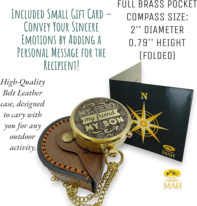 Brass Compass Gift to My Son Never Forget I Love You, Sentimental Keepsake from - Image 2
