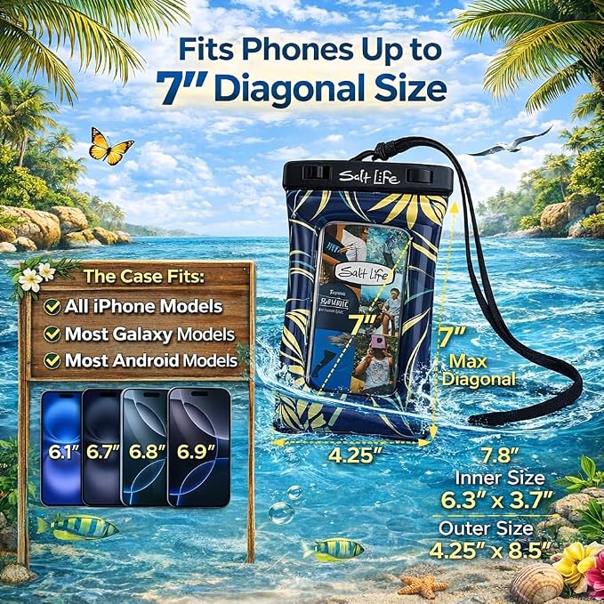 Salt Life Floating Waterproof Phone Case– IPX8 100% Waterproof Phone Case that - Image 2