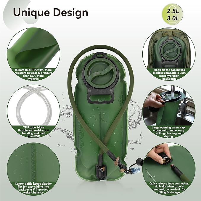 MARCHWAY 2L/2.5L/3L TPU Hydration Bladder, Ultra Durable Water Reservoir Bag - Image 3