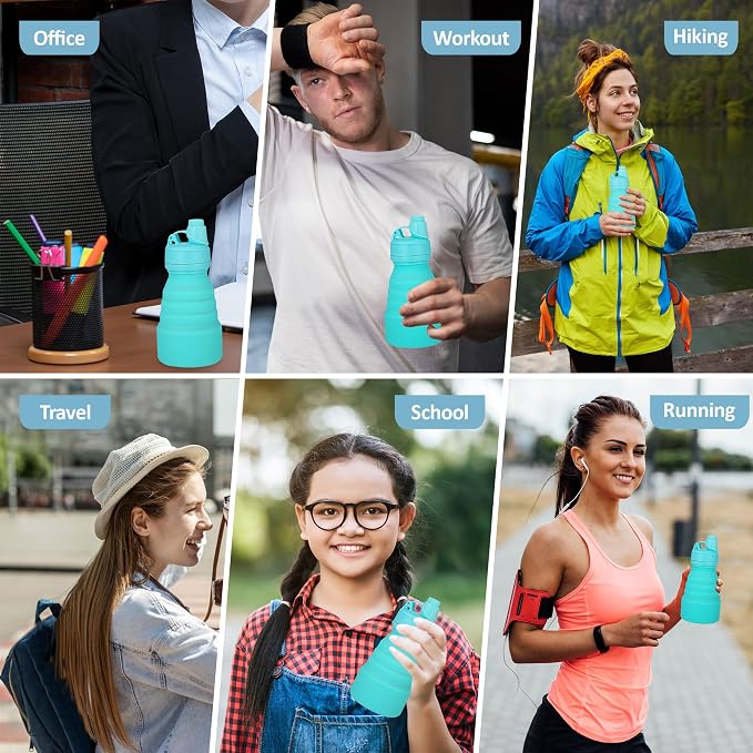 Collapsible Water Bottles 17oz, Odorless BPA-Free Silicone, Leak-Proof Foldable - Image 6