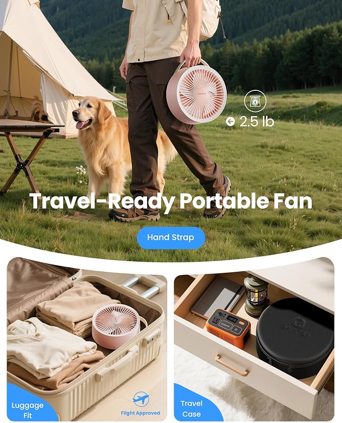 Gaiatop Portable Pedestal Fan 16000mAh Battery, Foldable Oscillating Standing - Image 6