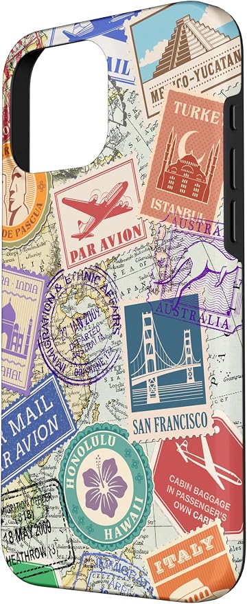 World Map Travel Passport Stamps Postage Stamp Case - Image 2