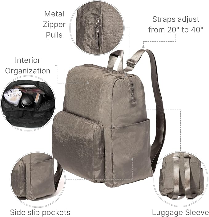 Baggallini Women's Carryall Packable Backpack, Sterling Shimmer - Image 4