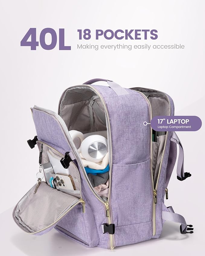 LOVEVOOK Travel Backpack for Women & Men 40L, Airline Approved Carry On - Image 3