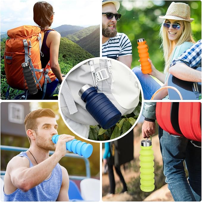 Nefeeko Collapsible Water Bottle, Reuseable BPA Free Silicone Foldable Water - Image 8