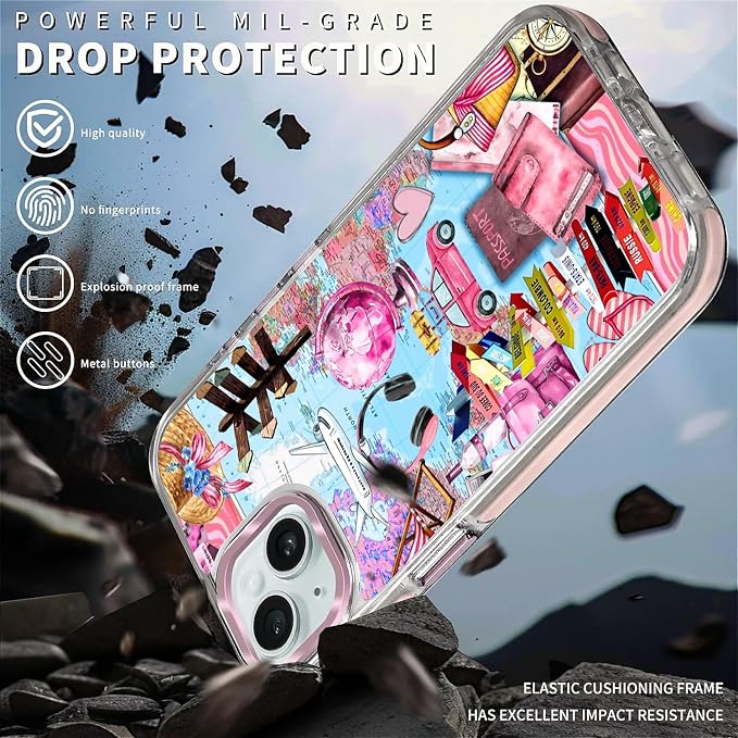 Case for iPhone 13/14, Cover Holiday Trip World Map Phone Case Design，for Women - Image 5