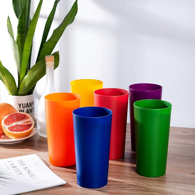 26-ounce Plastic Drinking Glasses Stackable Tumblers Water Cups Mixed Drinkware - Image 4
