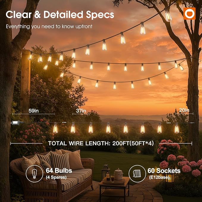 addlon 200FT Outdoor String Lights - Image 6