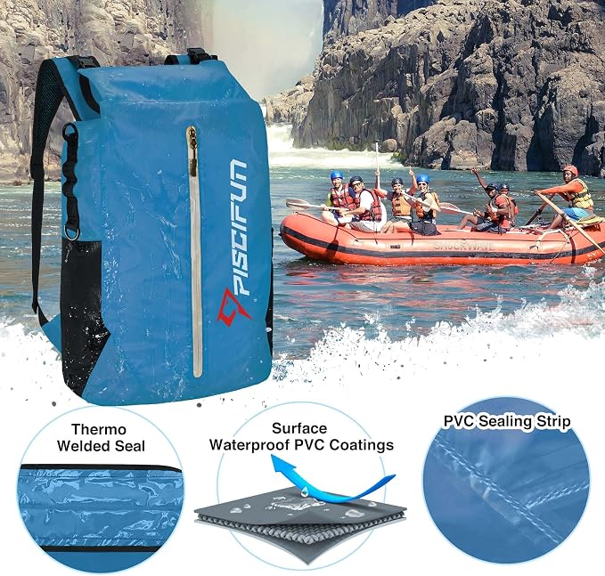 Piscifun Dry Bag Waterproof, Lightweight Dry Backpack Roll-Top Sealed - Image 4