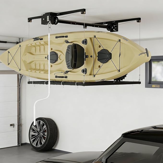 4x4 FT Overhead Garage Lifting Storage Rack, 350 lbs Capacity & 79" Lifting - Image 6