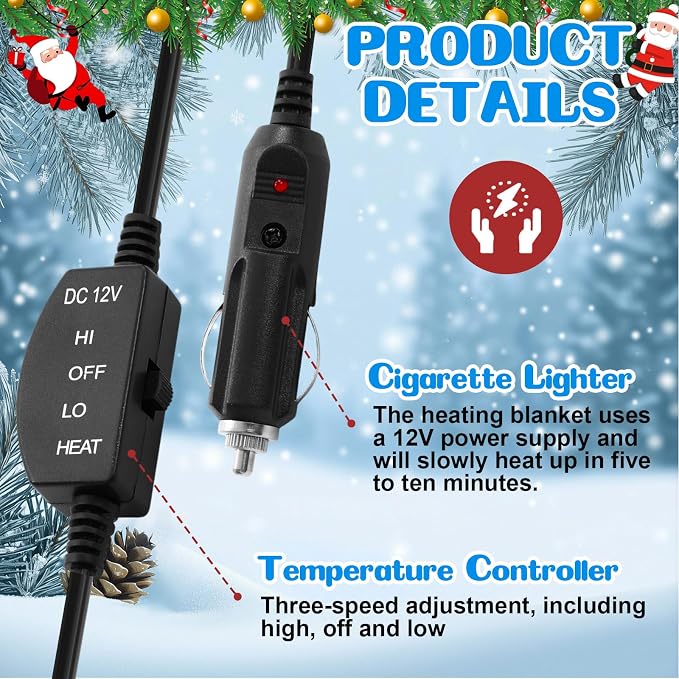 Riakrum 12V Car Heated Blanket for Cold - Image 4