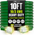 10ft Outdoor/Indoor Extension Cord 10/3 Gauge Ultra Heavy Duty 3 Prong SJTW by LifeSupplyUSA