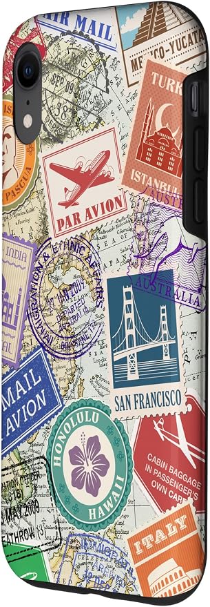 World Map Travel Passport Stamps Postage Stamp Case - Image 2