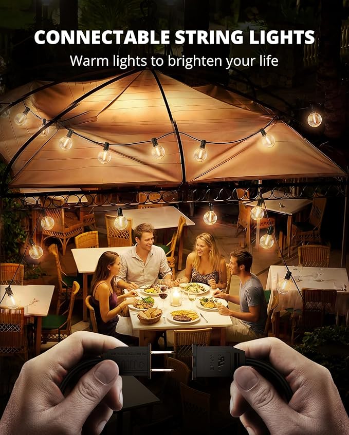 VIPAR Outdoor String Lights, 30FT 13 G40 Bulbs Patio Lights Outdoor Waterproof - Image 4