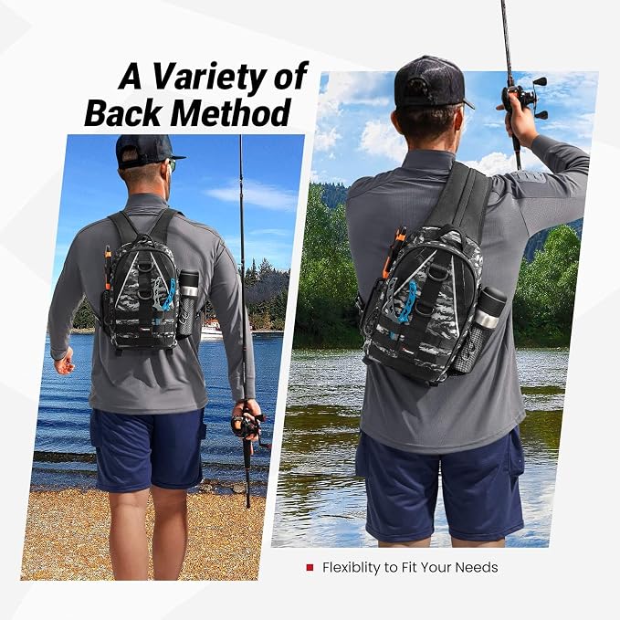 Piscifun Fishing Backpack with Rod Holder, Lightweight Sling Bag Storge Gear - Image 2