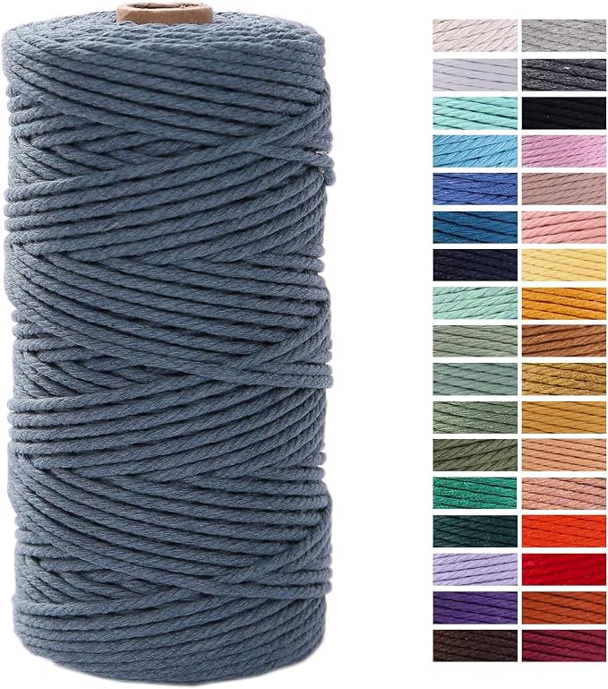 Teal Macrame Cord 3mm x 109Yards, Colored Cotton Rope Craft Cord Colorful by AestheticDesignforYou