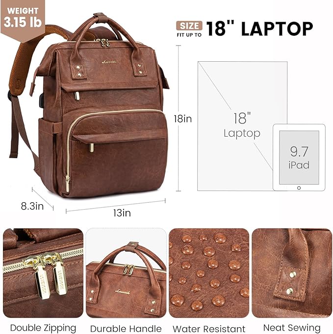 LOVEVOOK Leather Laptop Backpack - Image 4