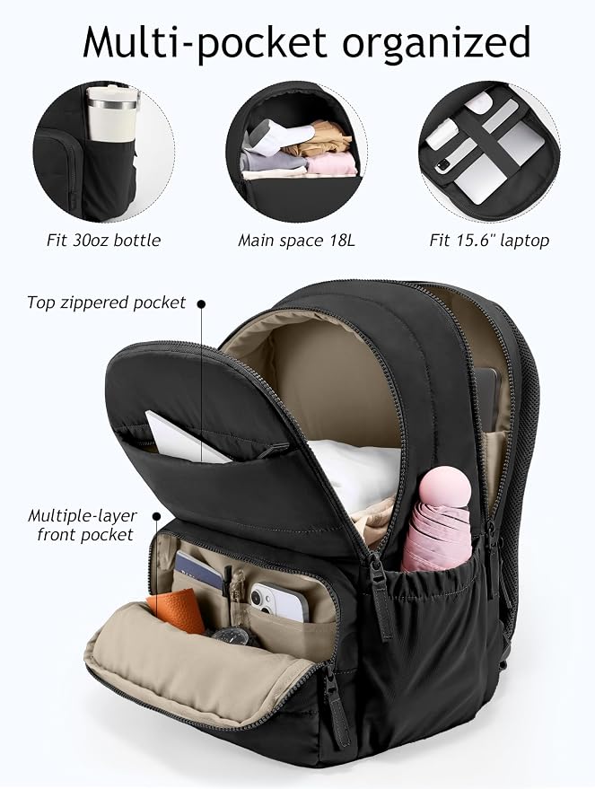 Uselike Travel Backpack for Women, 15.6 Inch Laptop Backpack, Quilted College - Image 2