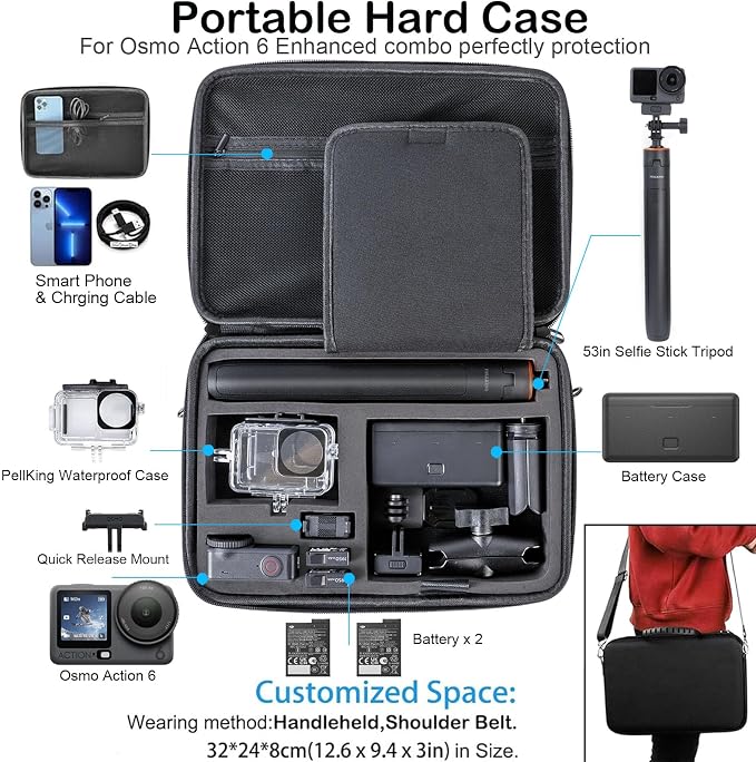 PellKing Accessories Kit for DJI Osmo Action 6, Carrying Case - Image 3