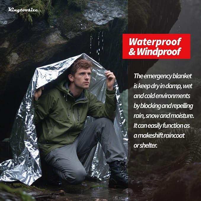 Emergency Thermal Blanket, Mylar Space Blanket Survival Kit - Image 4