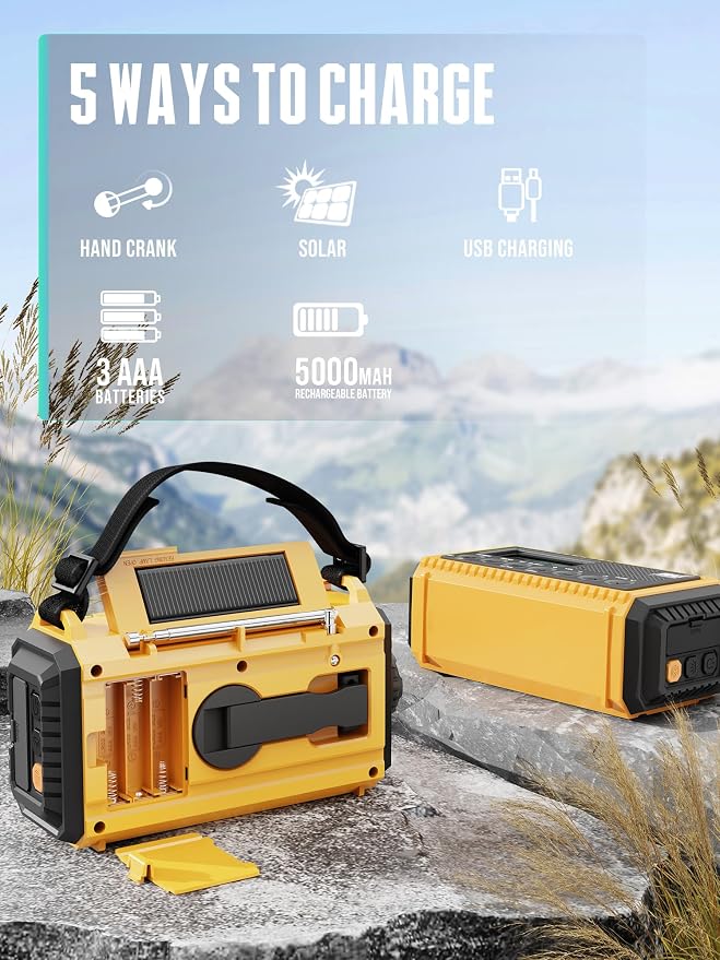 5000 Emergency Weather Radio- Portable Radio AM/FM/SW/NOAA - Image 4