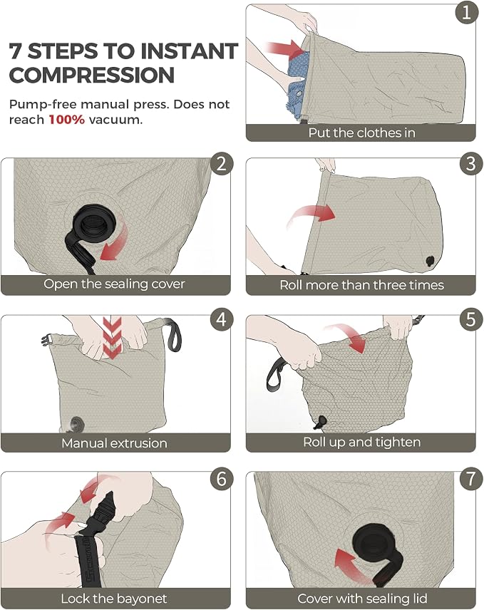 Travel Laundry Bag, Pump-free Vacuum Compression Dirty Clothes Bag, Large - Image 5