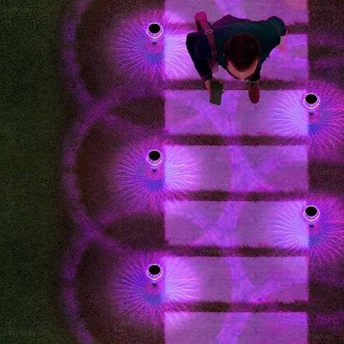 Priddop Solar Lights Outdoor Pathway Waterproof 8 Pack Purple LED Acrylic - Image 6
