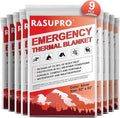 9 Pack Emergency Blankets, Outdoor Survival Emergency Insulated Gear, Mylar by Rasupro