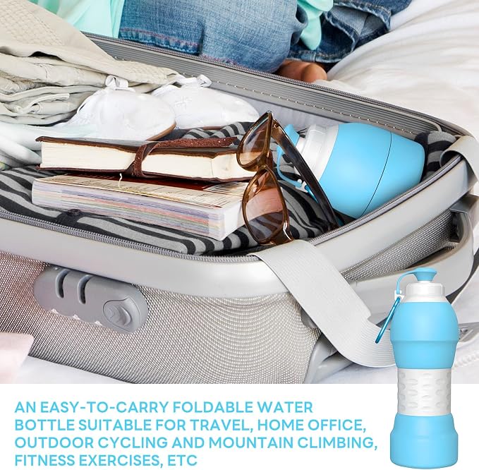 Collapsible Lightweight 20oz Water Bottle, Food-Grade Silicone BPA Free - Image 8