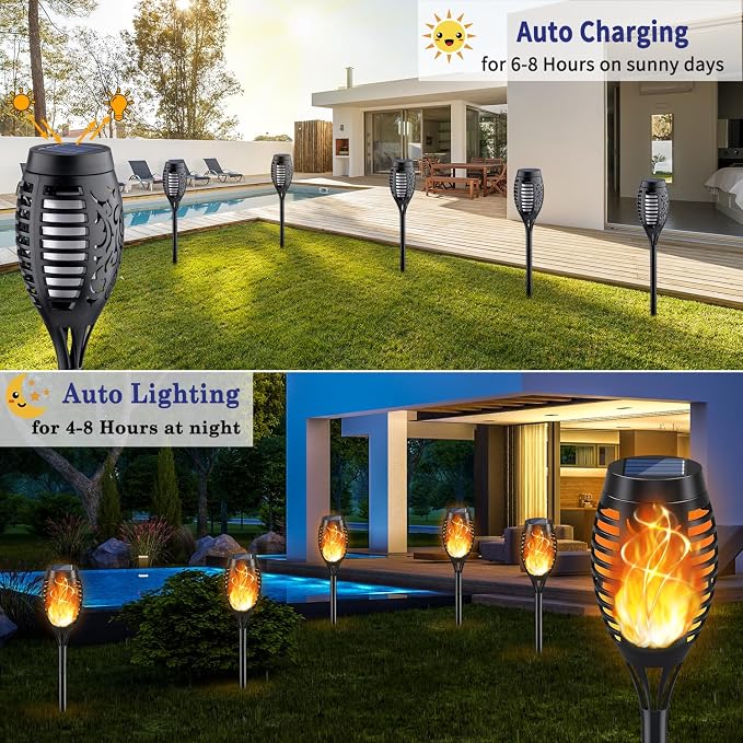 KYEKIO Solar Torch Light with Flickering Flame, Solar Garden Lights Outdoor - Image 3