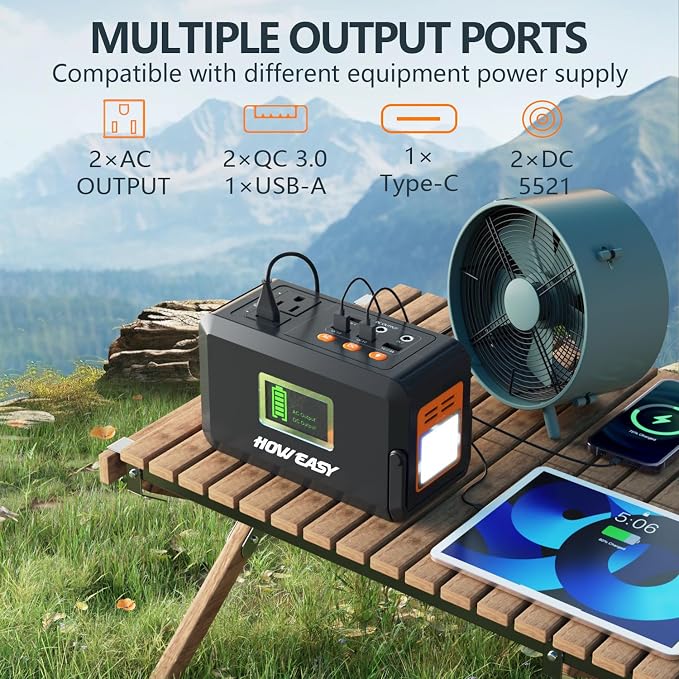 HOWEASY Portable Power Station, 120W Solar Generator, 88Wh Lithium Battery Power - Image 3