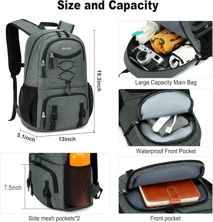 Nerlion Lightweight Foldable 35L Hiking Backpack Travel Backpack - Image 3