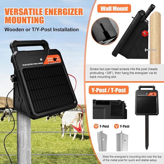 10 Miles Solar Electric Fence Charger 0.16J Portable Fence Energizer, Solar - Image 6