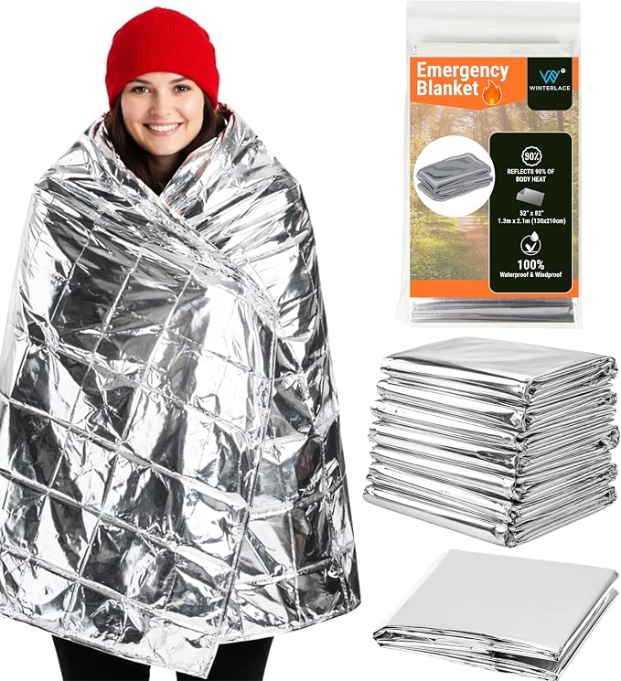 Winterlace Emergency Blankets 25-Pack Thermal Mylar Survival Rescue Camping by Winterlace