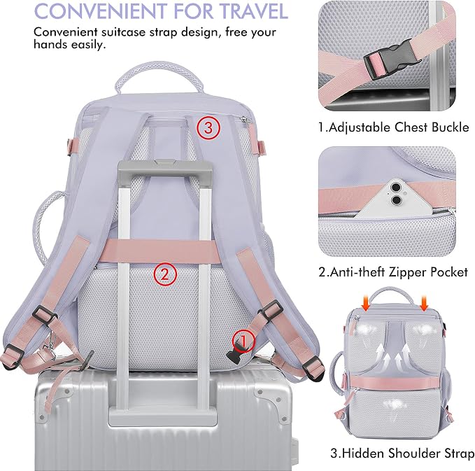 Beraliy Travel Backpack for Women, Airline Approved Backpack, Carry On Backpack - Image 7