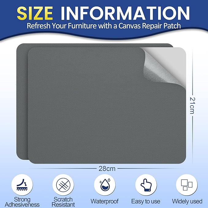 Self-Adhesive Canvas Repair Tape, 8.3" x 11" Waterproof Canvas Repair Patch - Image 2