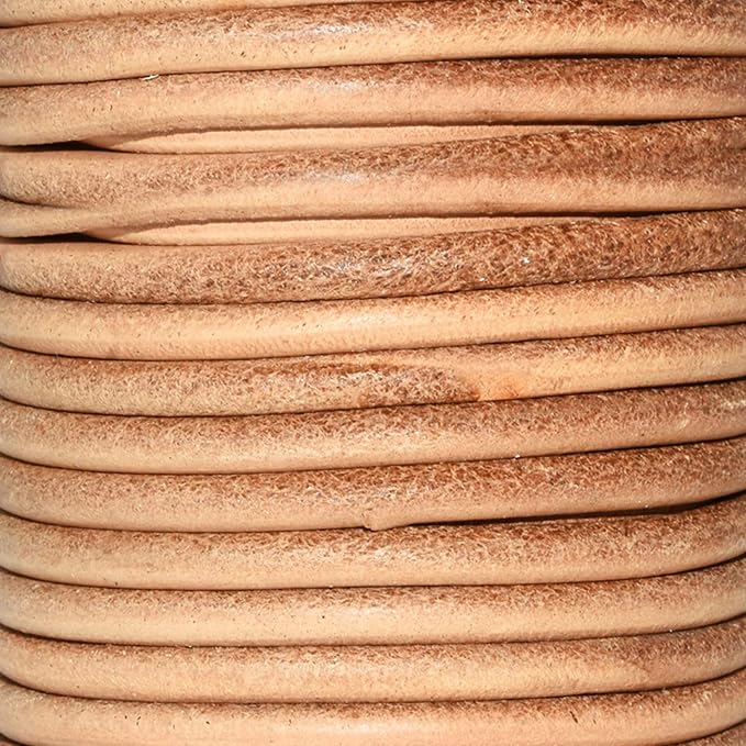 Mandala Crafts Round Cowhide Genuine Rust Leather Cord - Image 3