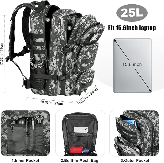 Military Tactical Backpack 25L Day Backpack - Image 3