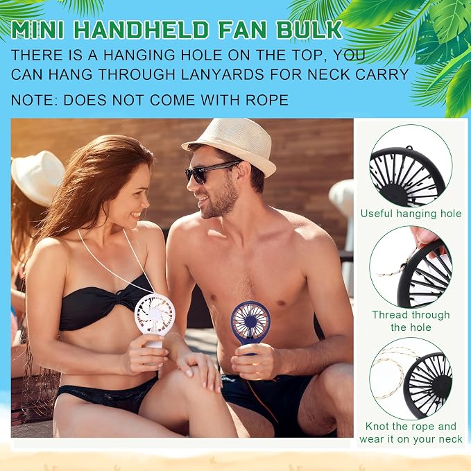 Woanger 12 Pcs Mini Handheld Fan Bulk 3 Speed USB Electric Battery Operated - Image 5
